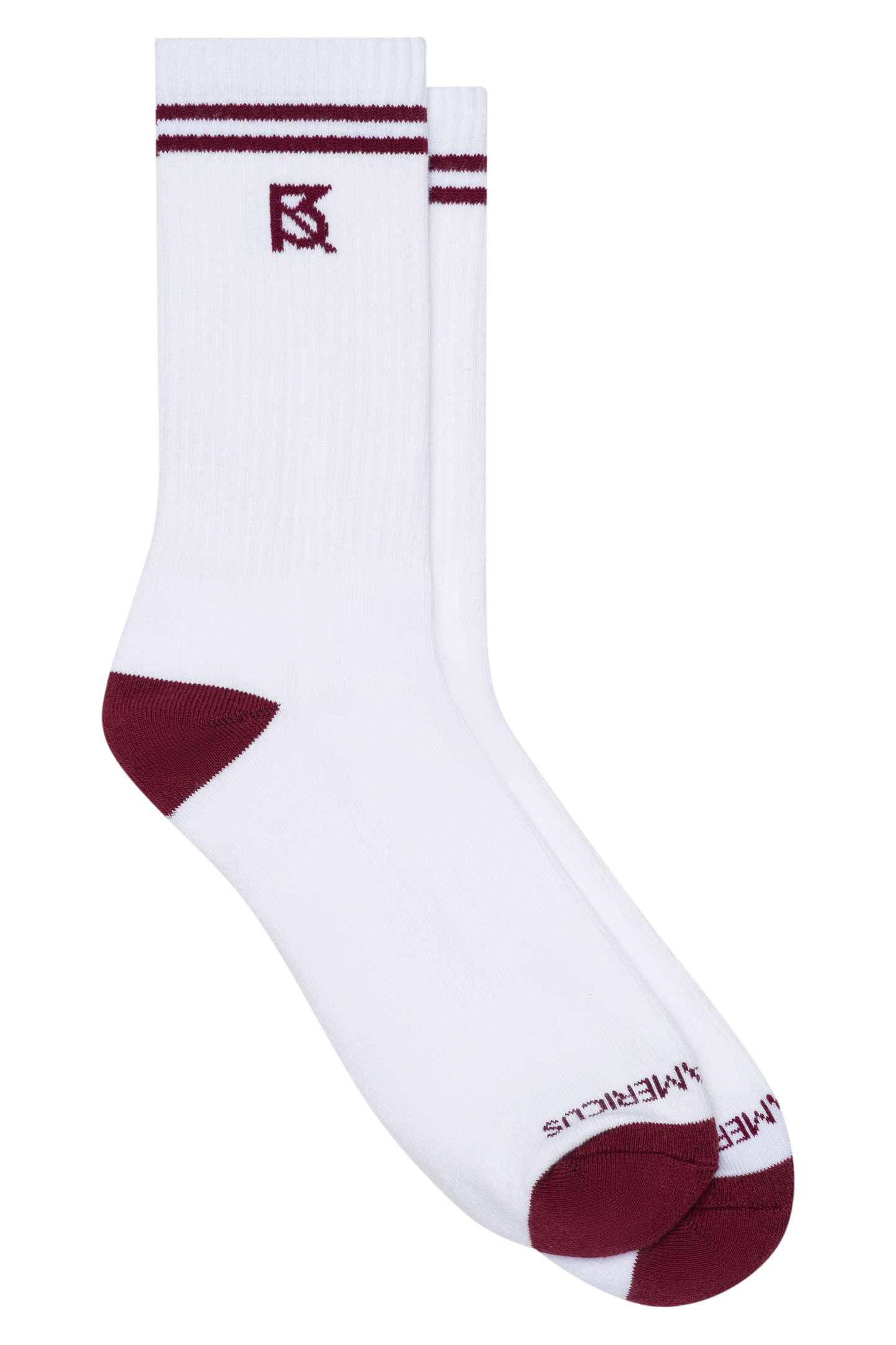 Logo Socks_2 Bar: White/Burgundy