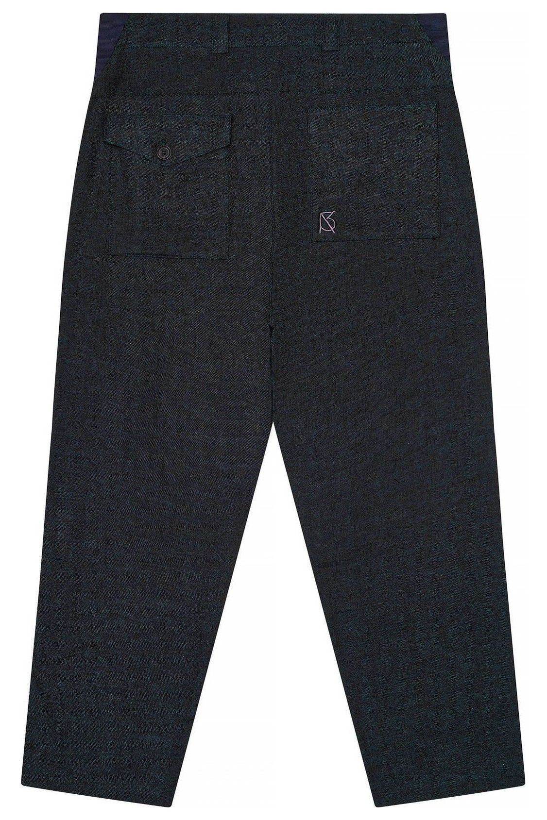 The Charles Regular-Fit Cropped Trousers - Blk/Grn – Back View