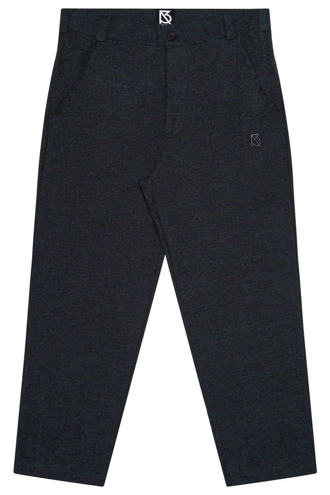 The Charles Regular-Fit Cropped Trousers - Blk/Grn – Front View