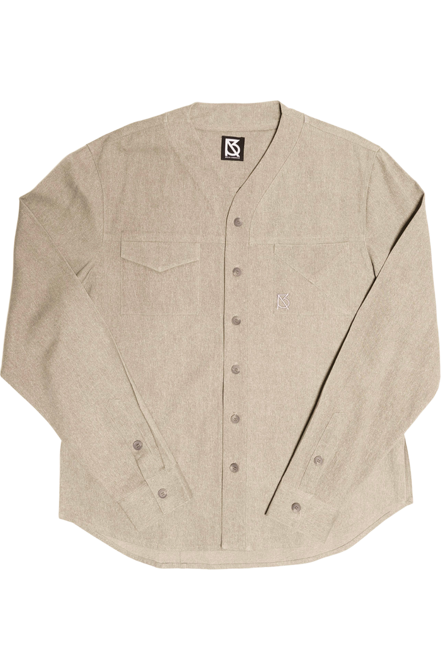 Herman V Neck Button Up Shirt: Gray