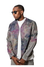 Herman V Neck Button Up Shirt: Gray Tie-Dye