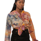 Herman V Neck Button Up Shirt: Beige Tie-Dye - Orange