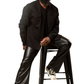 Herman V Neck Button Up Shirt: Black