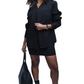 Herman V Neck Button Up Shirt: Black