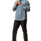 Herman V Neck Button Up Shirt: Royal Blue