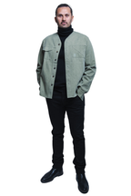 Herman V Neck Button Up Shirt: Olive