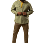 Herman V Neck Button Up Shirt: Olive
