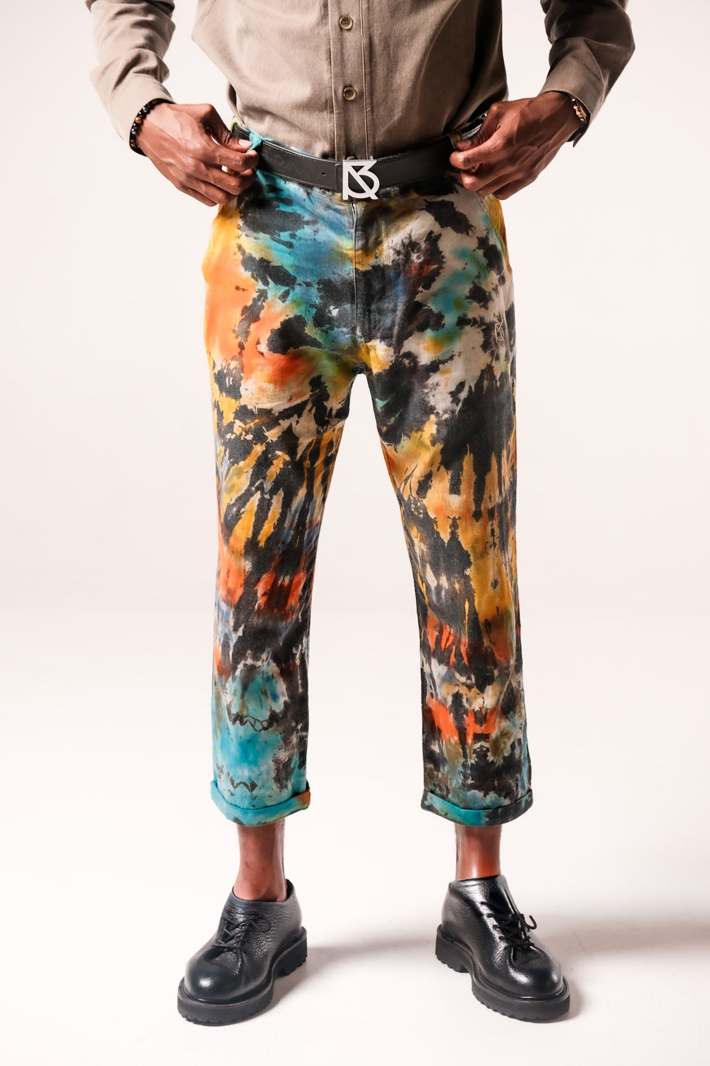 Charles Regular-Fit Cropped Trousers: Green/Black TD v2