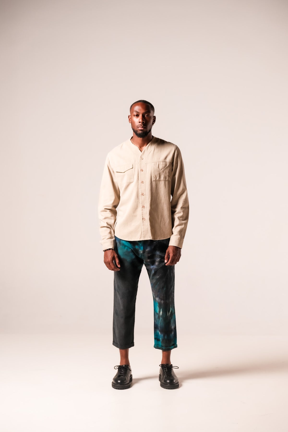 Charles Regular-Fit Cropped Trousers: Green/Black TD v1
