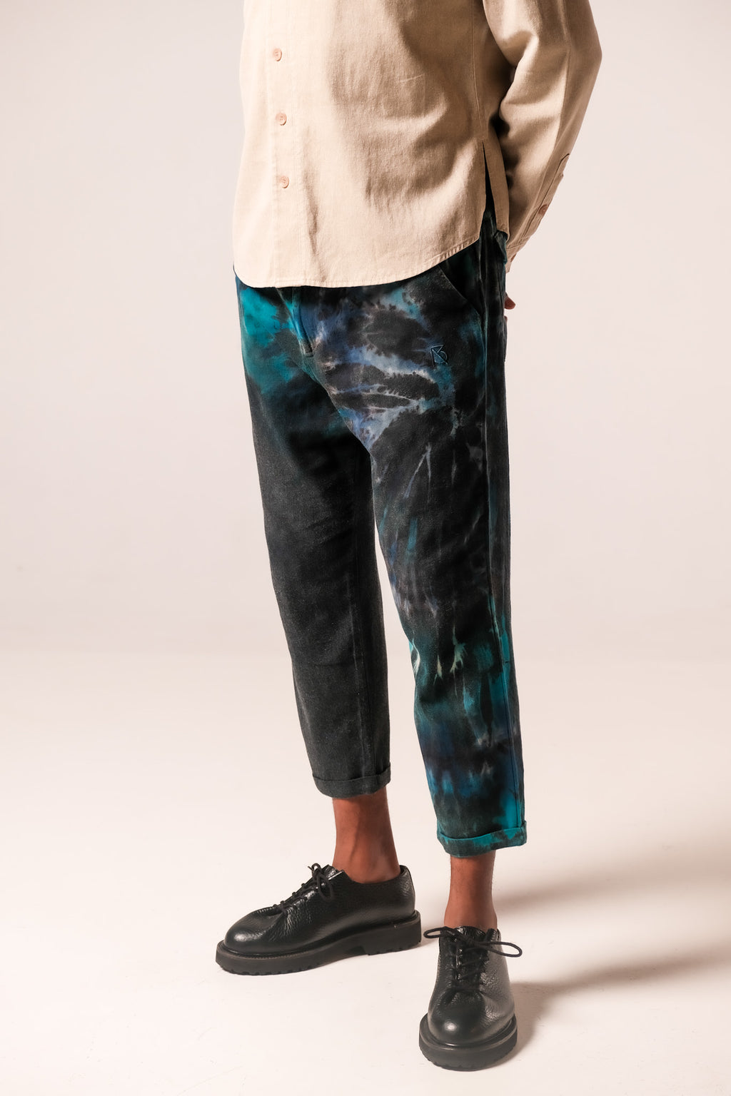 Charles Regular-Fit Cropped Trousers: Green/Black TD v1