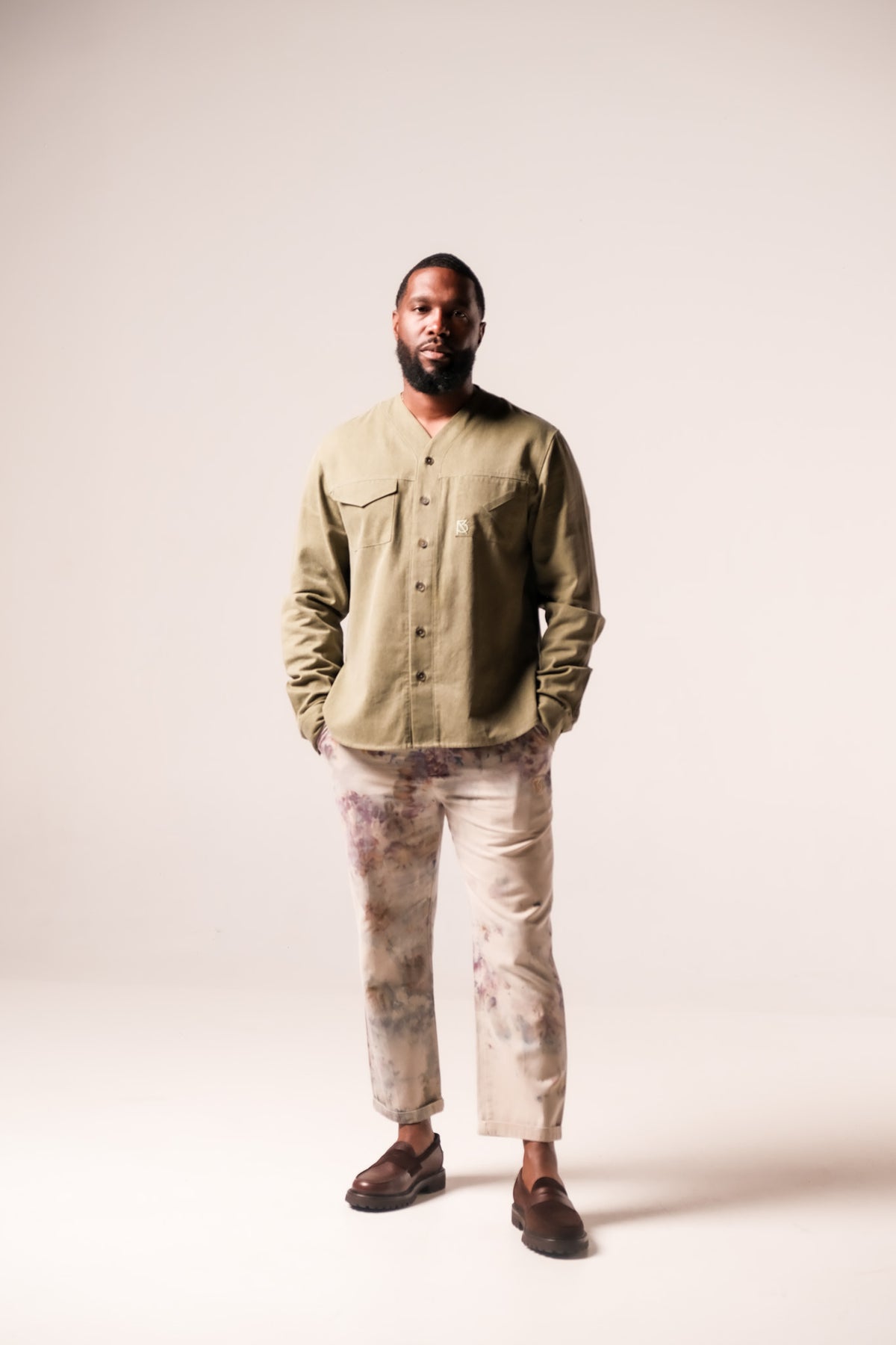 Charles Regular-Fit Cropped Trousers: Beige TD v1