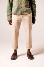 Charles Regular-Fit Cropped Trousers: Beige