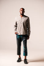 Herman V-Neck Button-Up Shirt - Grey