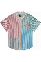 Colorful striped shirt with Brian Americus logo 