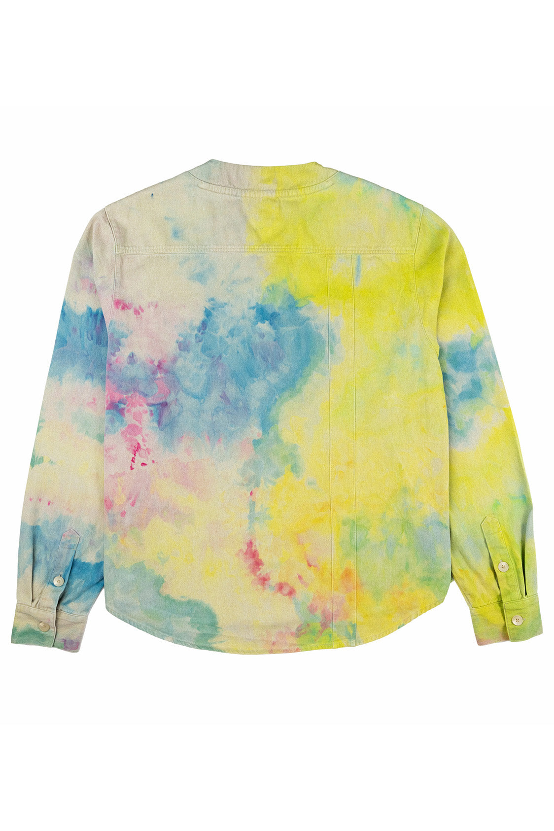 Herman V Neck Button Up Shirt: Beige Tie-Dye - Yellow