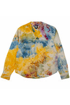 Herman V Neck Button Up Shirt: Beige Tie-Dye - Orange