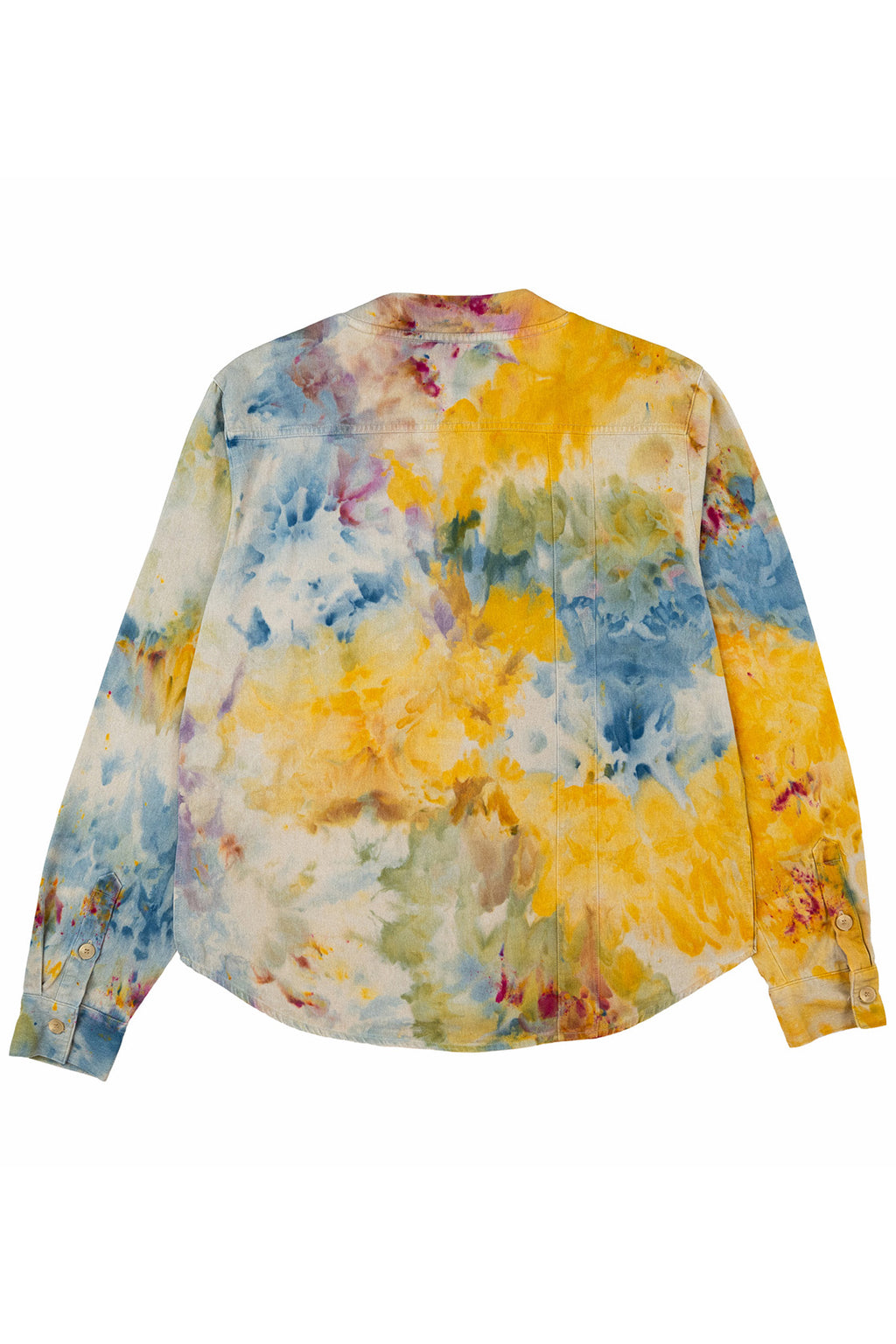 Herman V Neck Button Up Shirt: Beige Tie-Dye - Orange