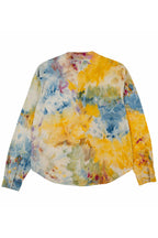 Herman V Neck Button Up Shirt: Beige Tie-Dye - Orange