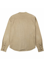 Herman V Neck Button Up Shirt: Beige