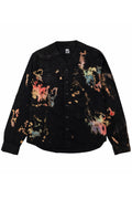 Herman V Neck Button Up Shirt: Black Tie-Dye v1