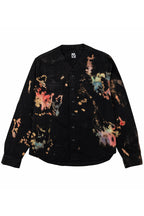 Herman V Neck Button Up Shirt: Black Tie-Dye v1