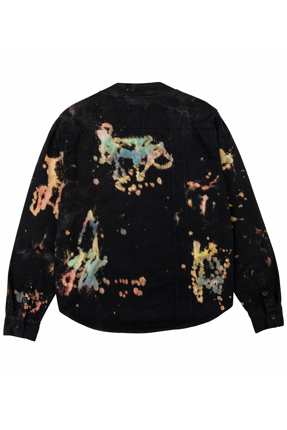 Herman V Neck Button Up Shirt: Black Tie-Dye v1
