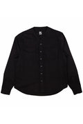 Herman V Neck Button Up Shirt: Black
