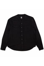 Herman V Neck Button Up Shirt: Black