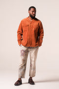 Herman V-Neck Button-Up Shirt - Brick Corduroy
