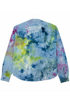 Herman V Neck Button Up Shirt: Light Denim Tie Dye