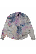 Herman V Neck Button Up Shirt: Gray Tie-Dye