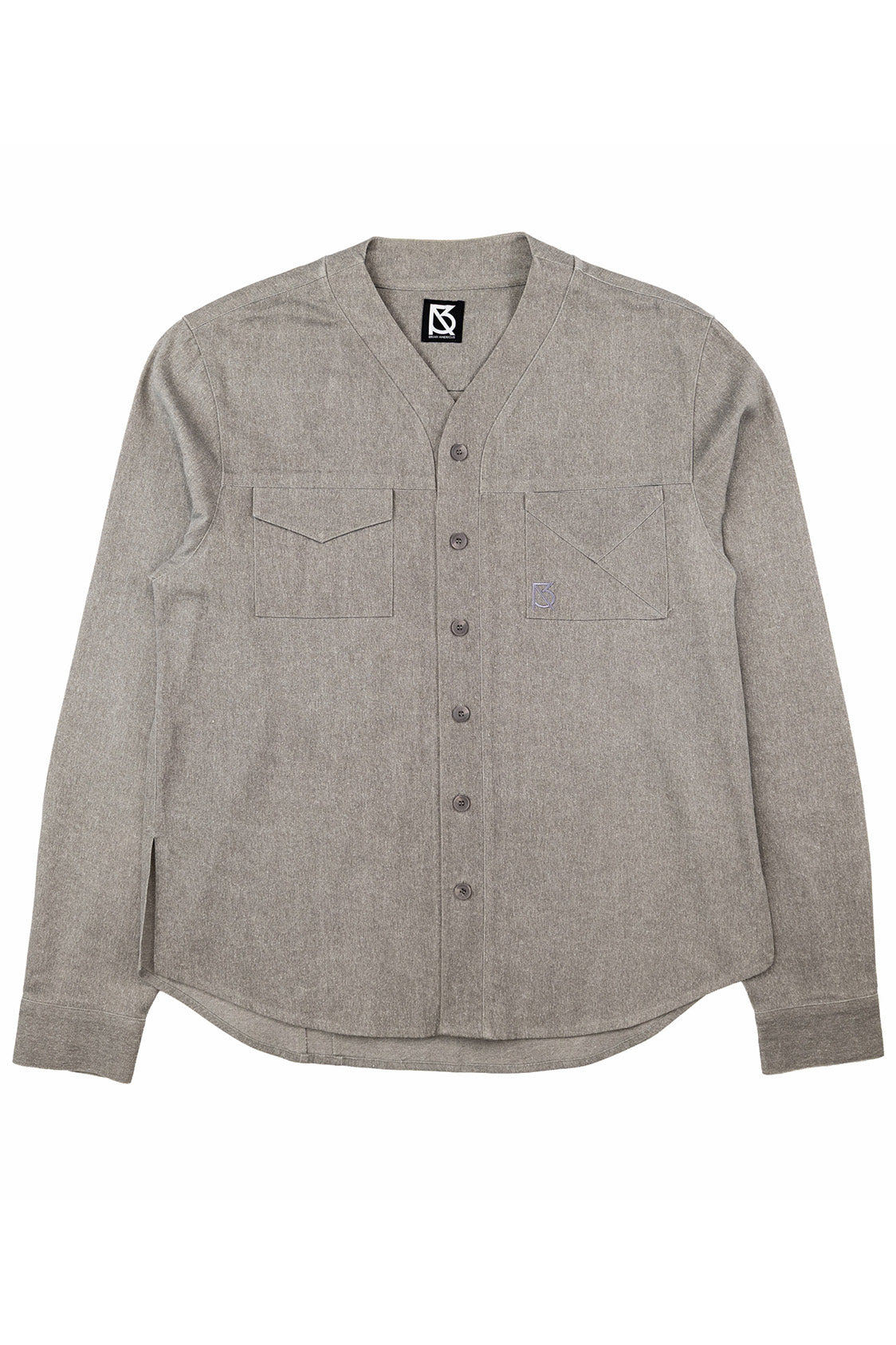 Herman V Neck Button Up Shirt: Gray