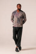 Herman V Neck Button Up Shirt: Grey Tie-Dye