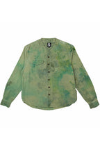 Herman V Neck Button Up Shirt: Olive Tie Dye