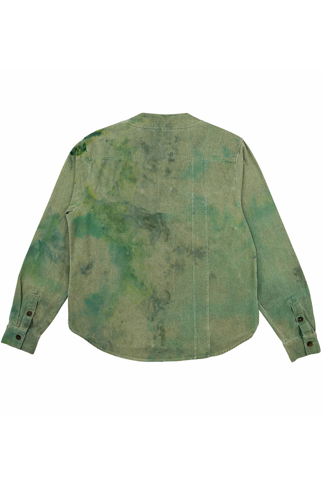 Herman V Neck Button Up Shirt: Olive Tie Dye