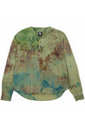 Herman V Neck Button Up Shirt: Olive Tie Dye v2
