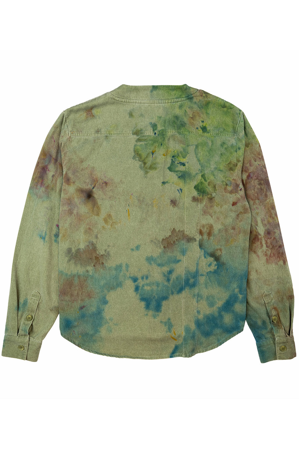 Herman V Neck Button Up Shirt: Olive Tie Dye v2