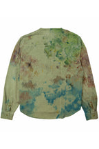 Herman V Neck Button Up Shirt: Olive Tie Dye v2