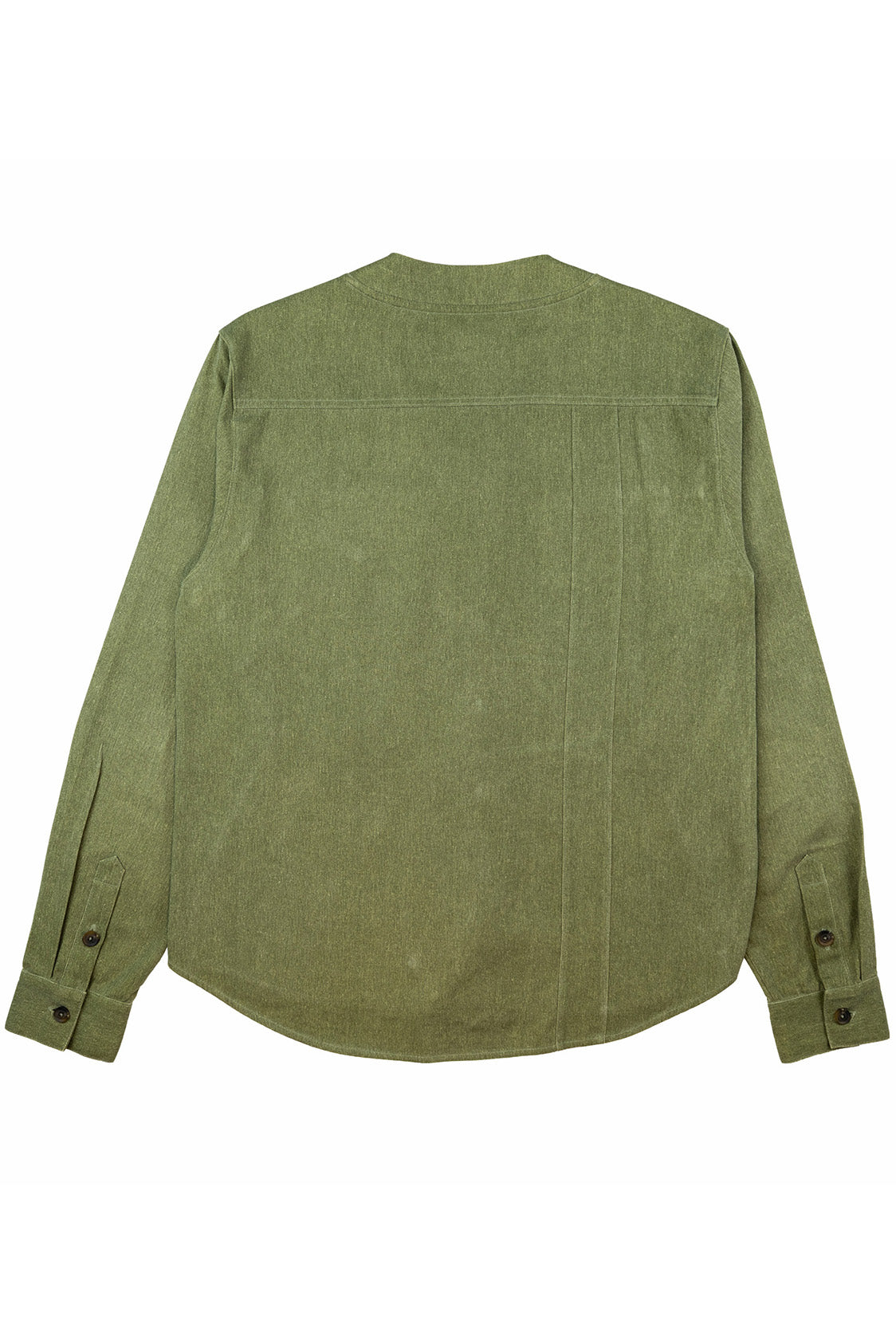 Herman V Neck Button Up Shirt: Olive