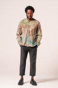 Herman V-Neck Button-Up Shirt - Olive Tie Dye v2