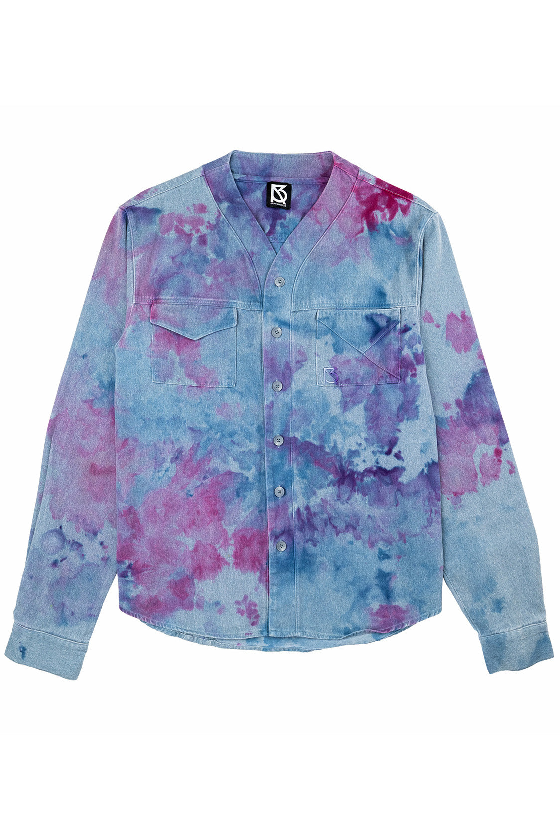 Herman V Neck Button Up Shirt: Royal Tie Dye – Brian Americus