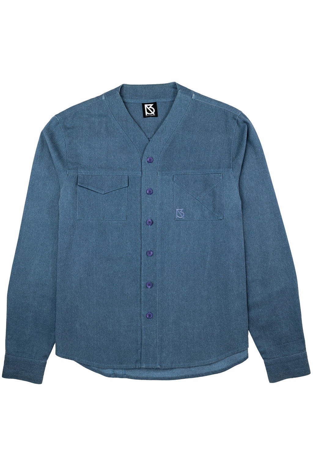 Herman V Neck Button Up Shirt: Royal Blue