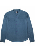 Herman V Neck Button Up Shirt: Royal Blue
