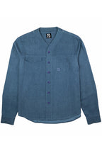 Herman V Neck Button Up Shirt: Royal Blue