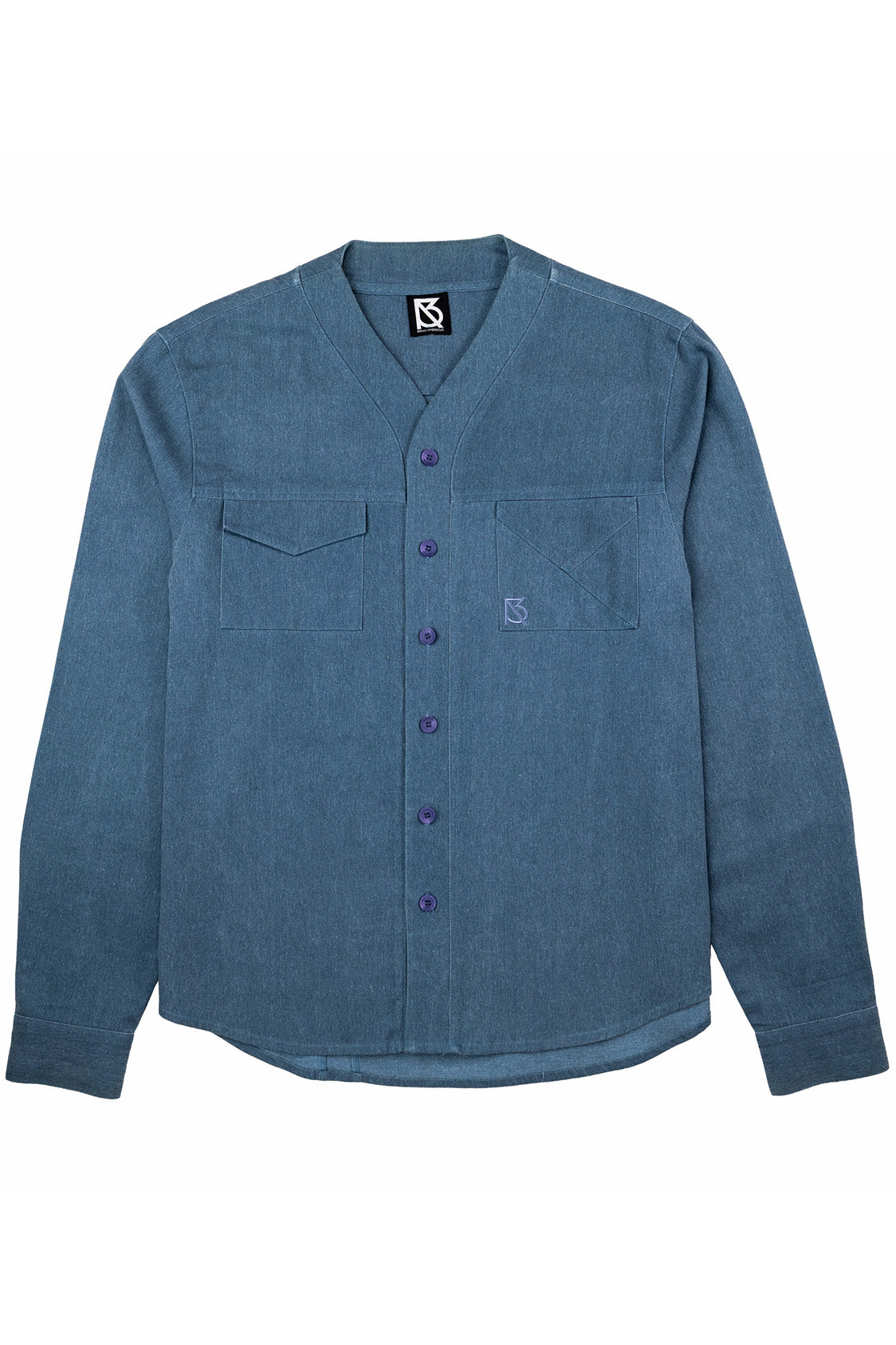 Herman V Neck Button Up Shirt: Royal Blue
