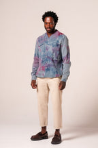 Herman V Neck Button Up Shirt: Royal Tie Dye