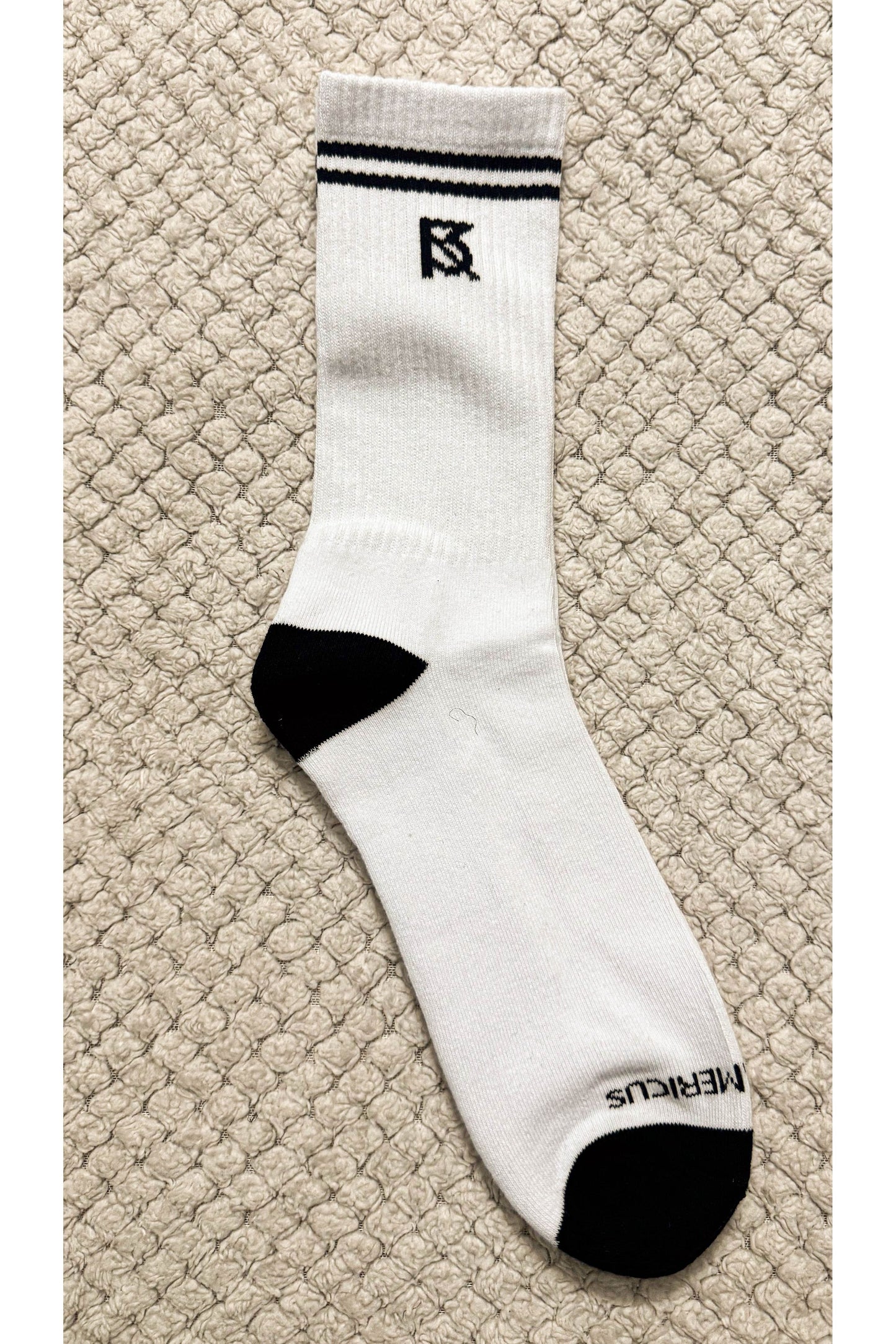 Socks_2 Bar (White/Navy)