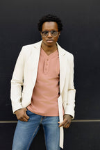 Lamar V Neck Henley: Dusty Pink
