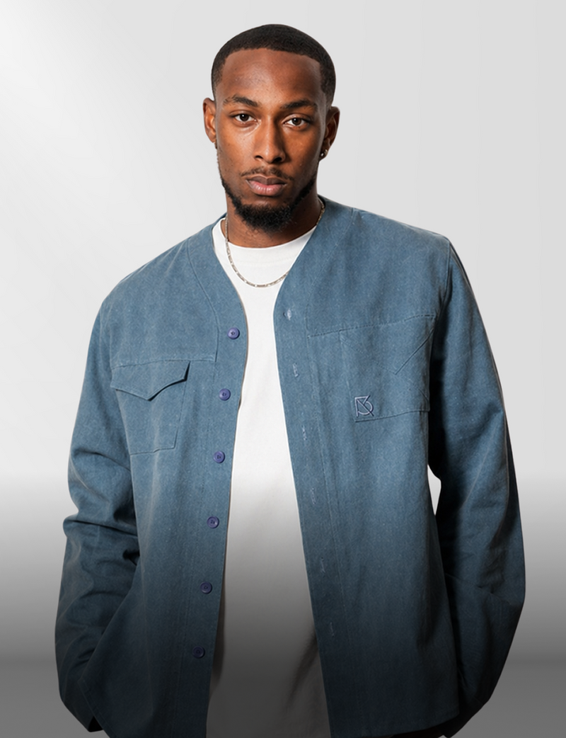 Herman V Neck Button Up Shirt: Royal Tie Dye – Brian Americus Herman V Neck Button Up Shirt: Royal Tie Dye – Brian Americus