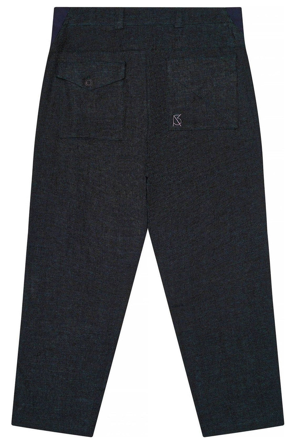 The Charles Regular-Fit Cropped Trousers - Blk/Grn – Back View